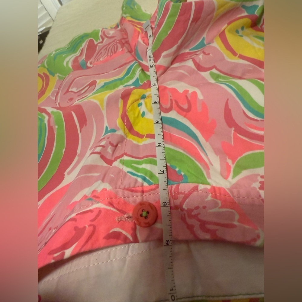 Lilly Pulitzer Women's Pink and Green Patterned Shorts Sz 8 - Picture 5 of 10